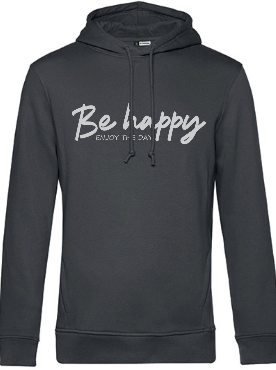 BE HAPPY Unisex Hoodie slimfit asphalt