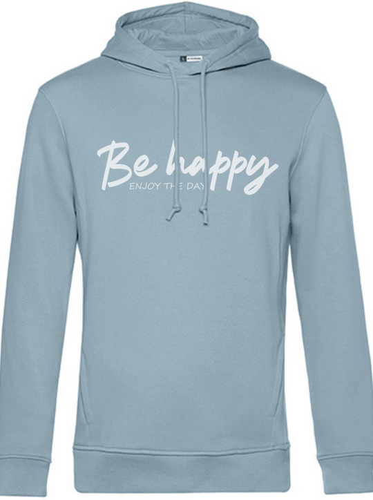 BE HAPPY Unisex Hoodie slimfit blue fog