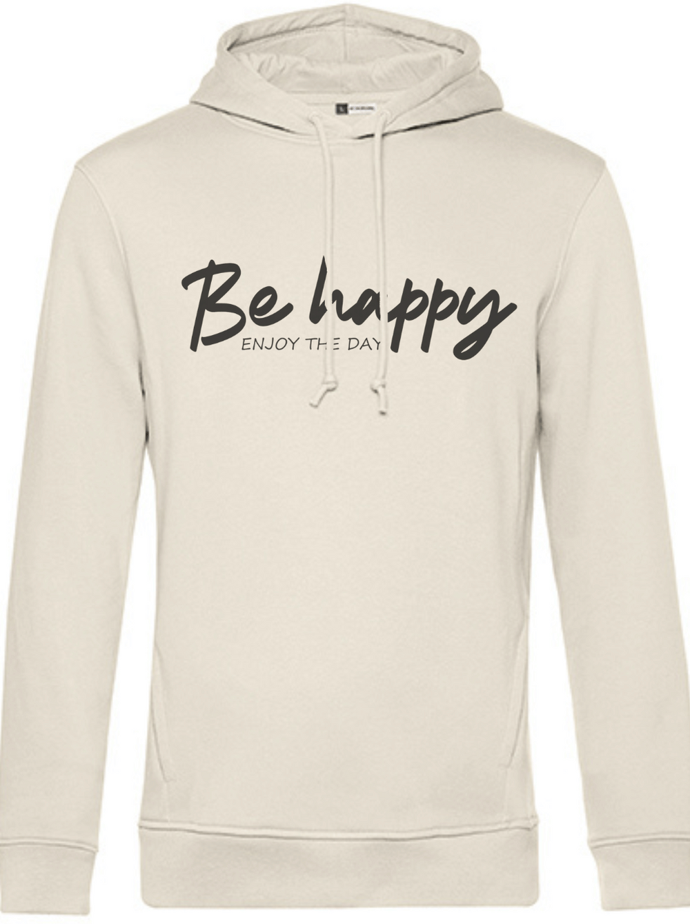 BE HAPPY Unisex Hoodie slimfit offwhite