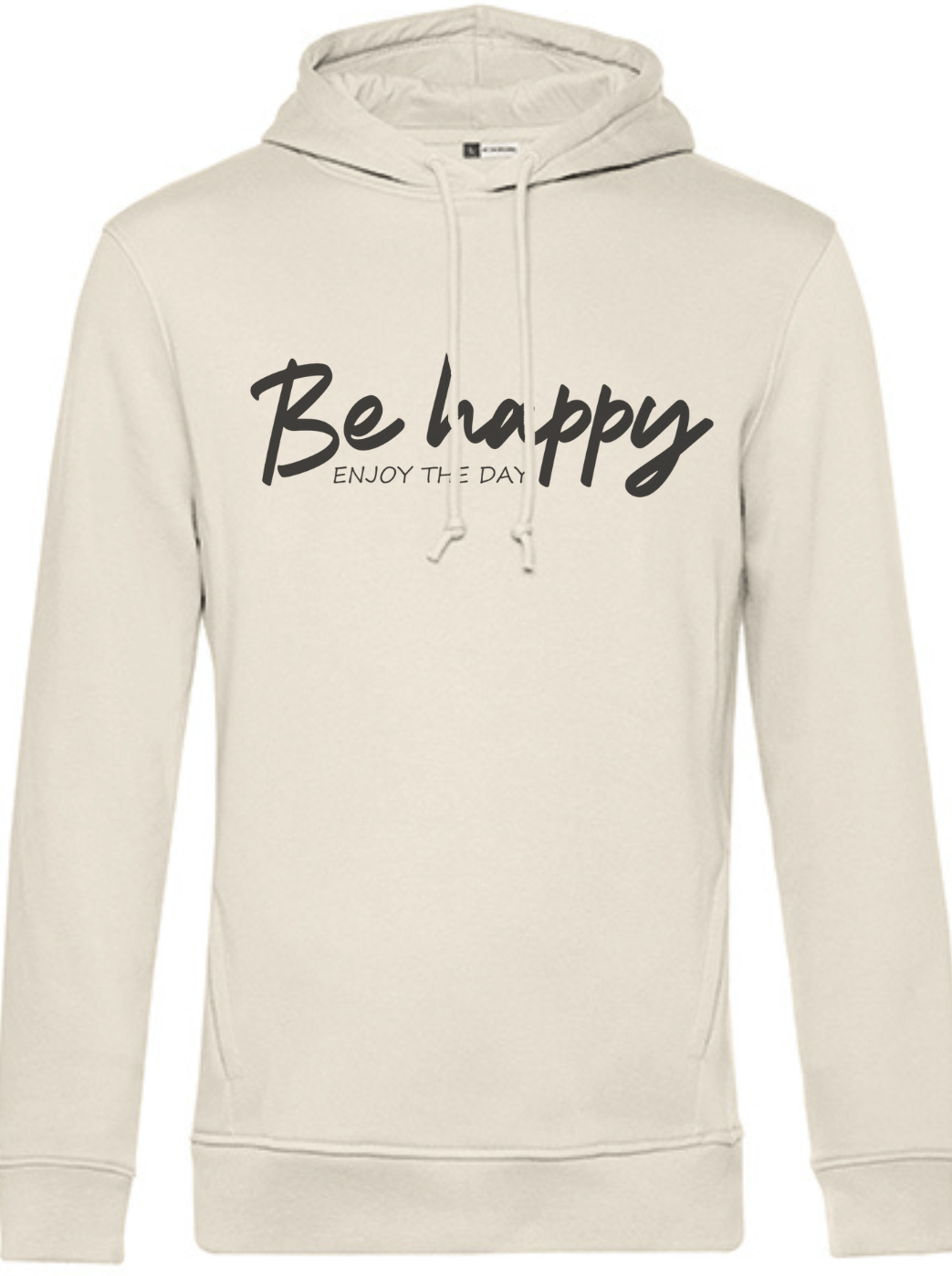 BE HAPPY Unisex Hoodie slimfit offwhite