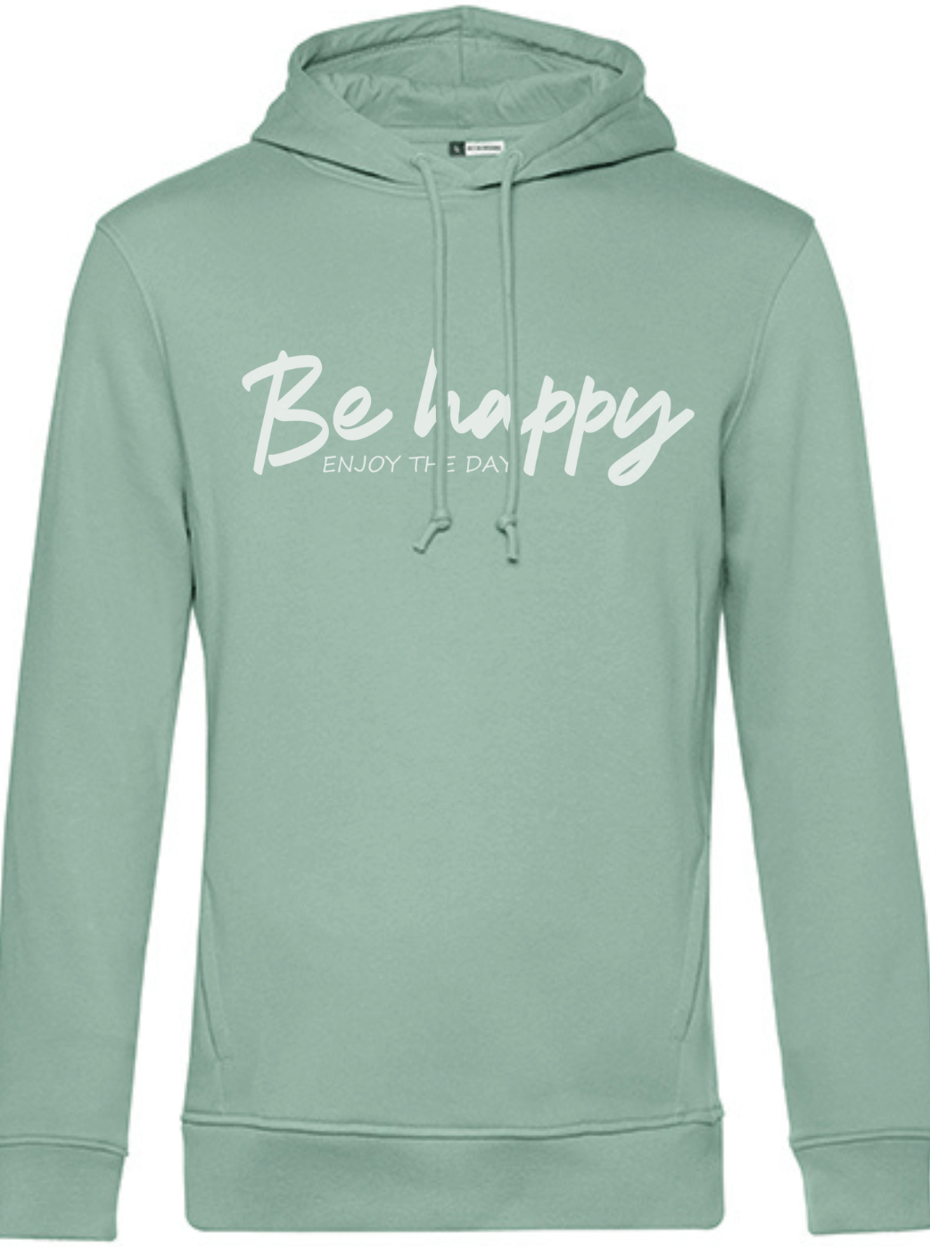 BE HAPPY Unisex Hoodie slimfit sage green