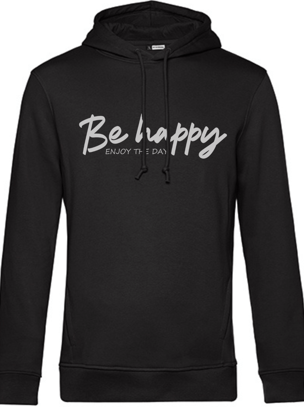 BE HAPPY Unisex Hoodie slimfit schwarz