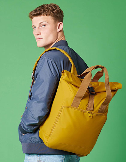 recycelter Roll-Top Tagesrucksack | mustard (Musterverkauf)