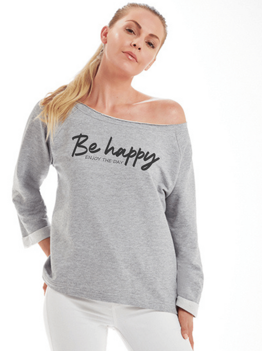 BE HAPPY Damen Flashdance Sweatshirt Model graumeliert