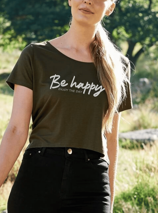 BE HAPPY Damen Crop Top Modell