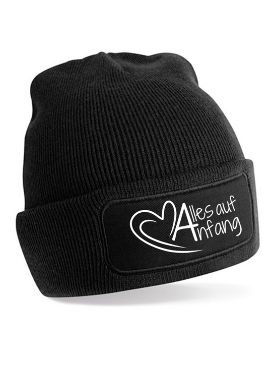 ALLES AUF ANFANG Patch Beanie schwarz