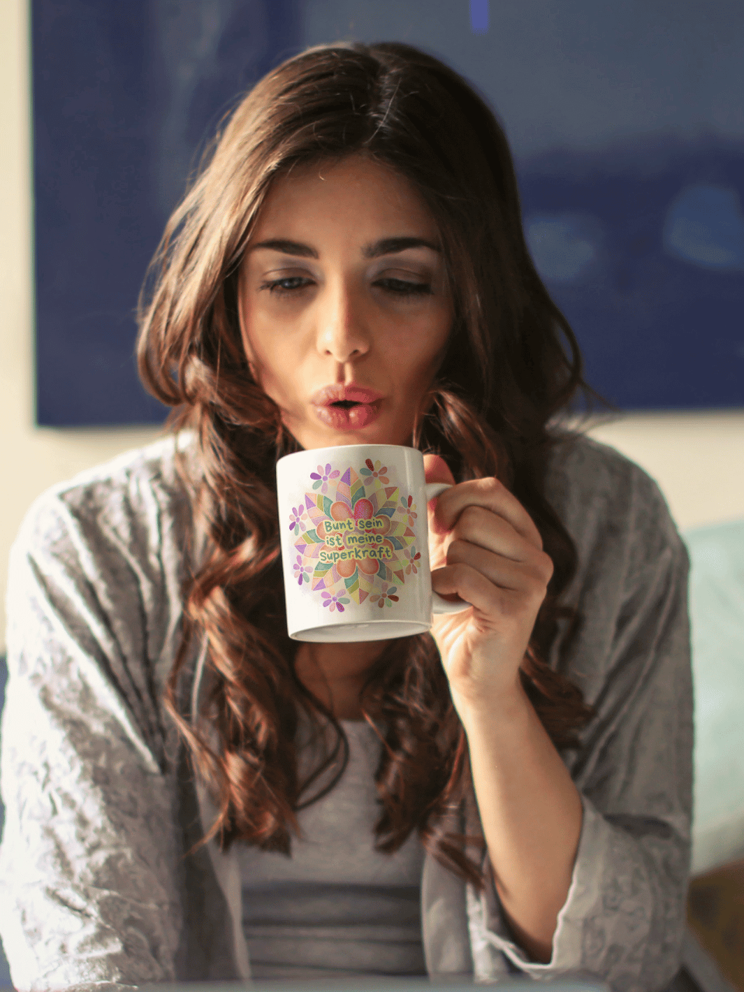 Keramiktasse mit Spruch „Bunt ist meine Superkraft“ – Geschenk für Frauen, Lebensfreude, Selbstliebe & kreative Persönlichkeit