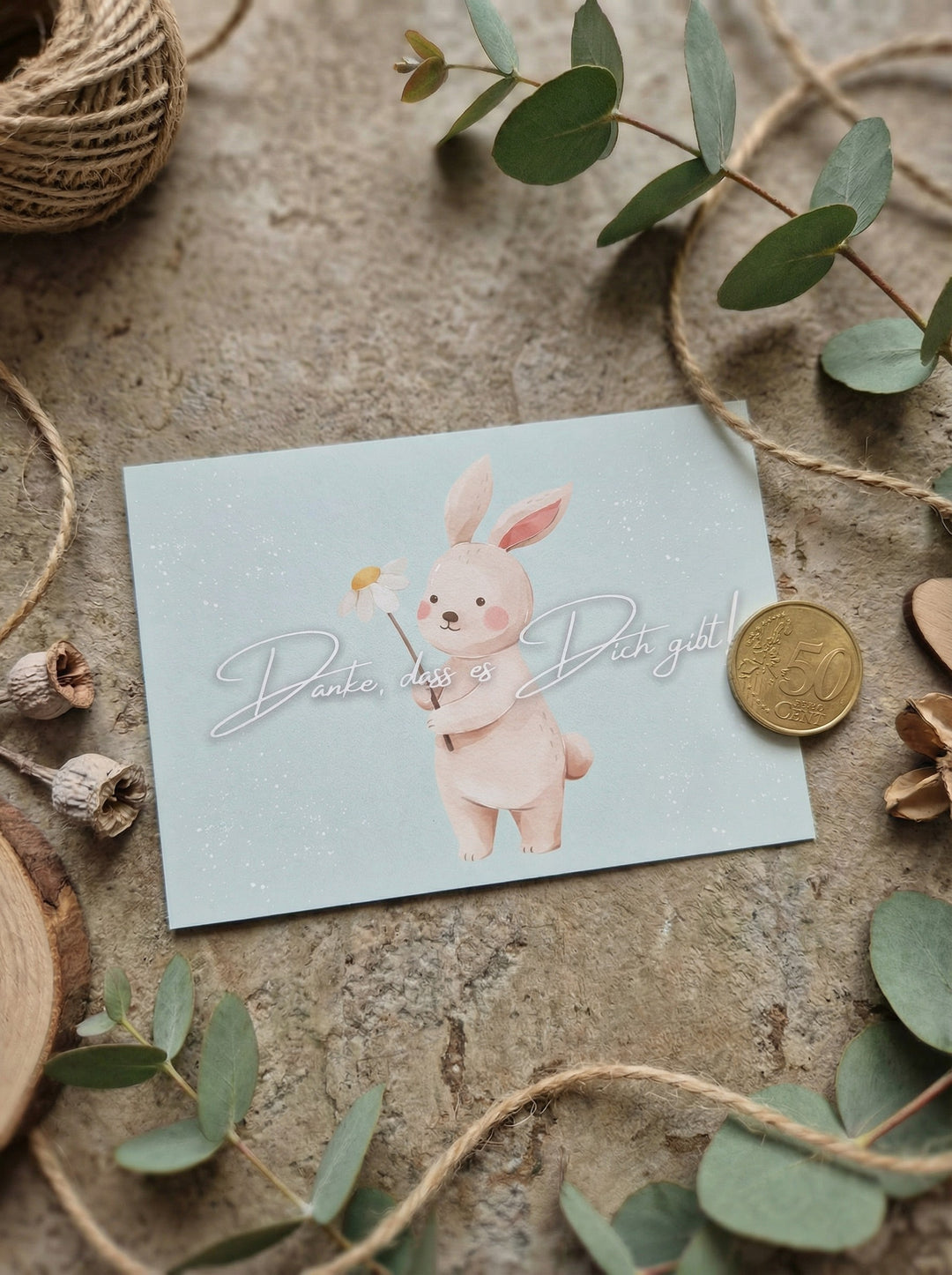 Danke, dass es dich gibt - Postkarte aus recycelten Papier als achtsames Geschenk für Frauen. Alles auf Anfang - der nachhaltige, achtsame Geschenkeshop aus Bedburg NRW