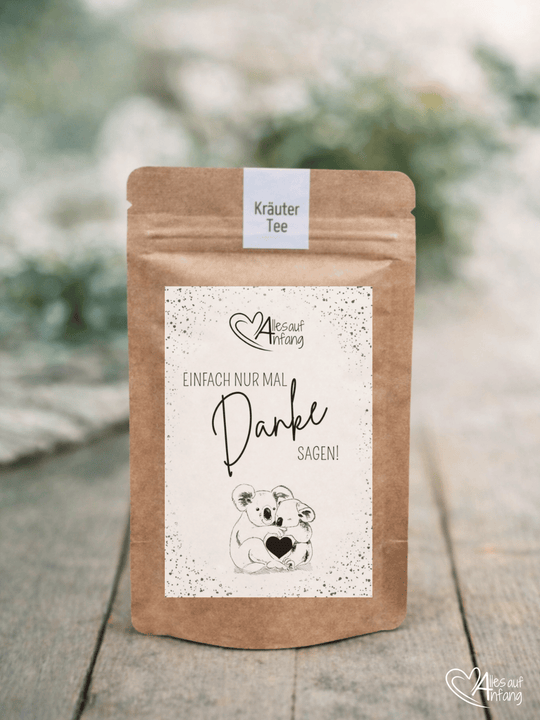 Einfach mal Danke sagen - Bio Entspannungs-Kräutertee, Achtsame Geschenke für Frauen, nachhaltig gestaltet bei Alles auf Anfang, Bedburg (NRW)