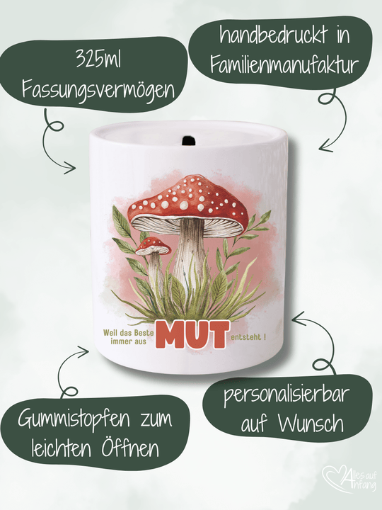 Weil das Beste immer aus Mut entsteht - Keramikspardose - Alles auf Anfang - Geschenke für Frauen
