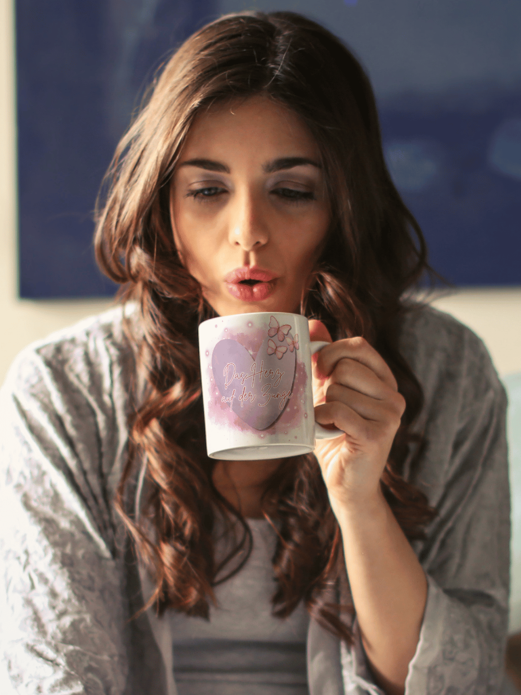 Keramiktasse mit Spruch „Das Herz auf der Zunge“ – Geschenk für Frauen, Ehrlichkeit, Echtheit & mutige Gefühle