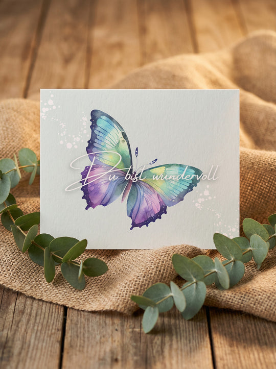 Du bist wundervoll - Postkarte aus recycelten Papier. Wunderschönes, achtsames Geschenk für Frauen von Alles auf Anfang - dem Geschenkeshop aus Bedburg NRW