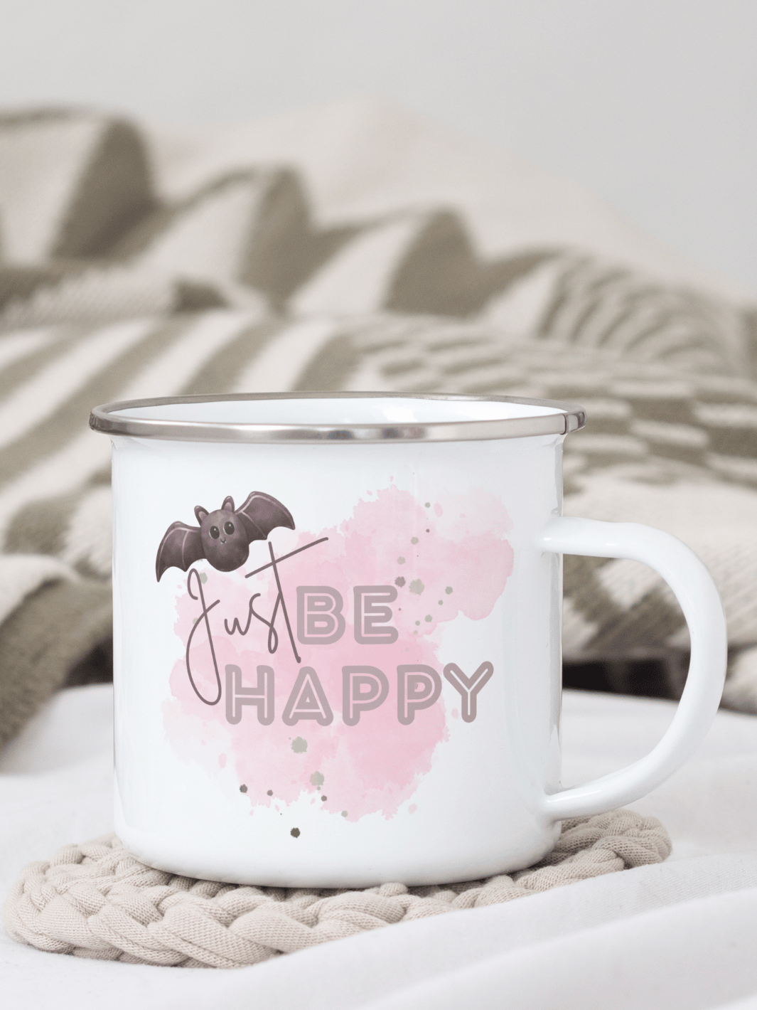 BE HAPPY Emaillebecher (personalisierbar)