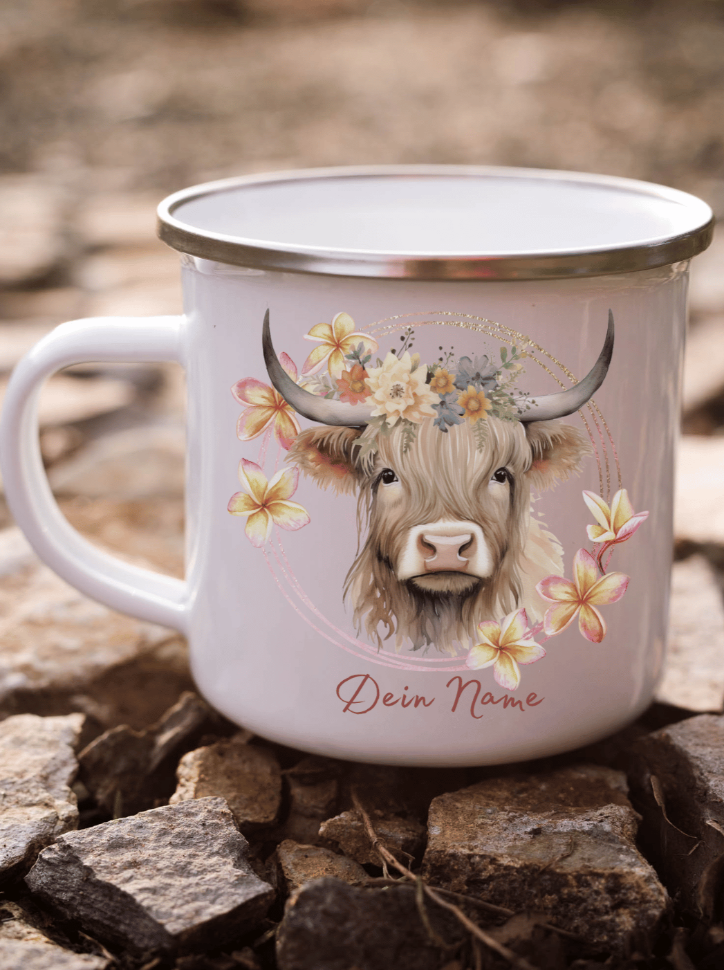 HIGHLAND COW Emaillebecher (personalisierbar)