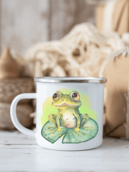 FROSCH Emaillebecher (personalisierbar) silber
