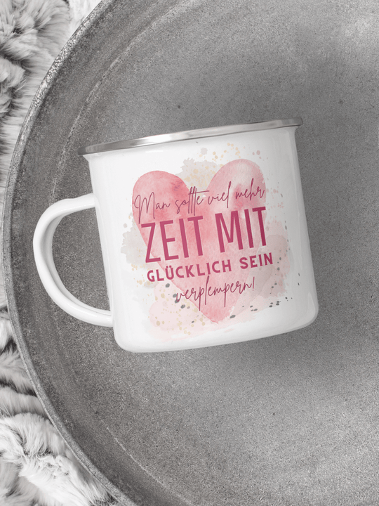 Emaillebecher mit personalisiertem Motiv – langlebig und einzigartig – ideal für Achtsamkeit, Geschenke und entspannte Momente