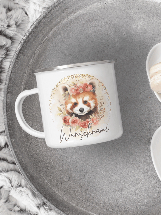 Emaillebecher mit personalisiertem Motiv – langlebig und einzigartig – ideal für Achtsamkeit, Geschenke und entspannte Momente