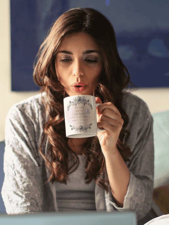 Keramiktasse mit Spruch „Freunde wie du sind schwer zu finden“ – Geschenk für beste Freundin, Verbundenheit, Dankbarkeit & Nähe