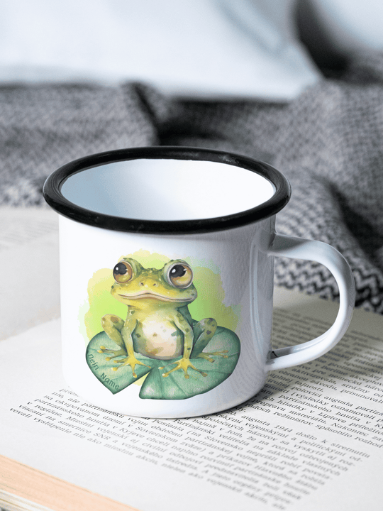 FROSCH Emaillebecher (personalisierbar) schwarz