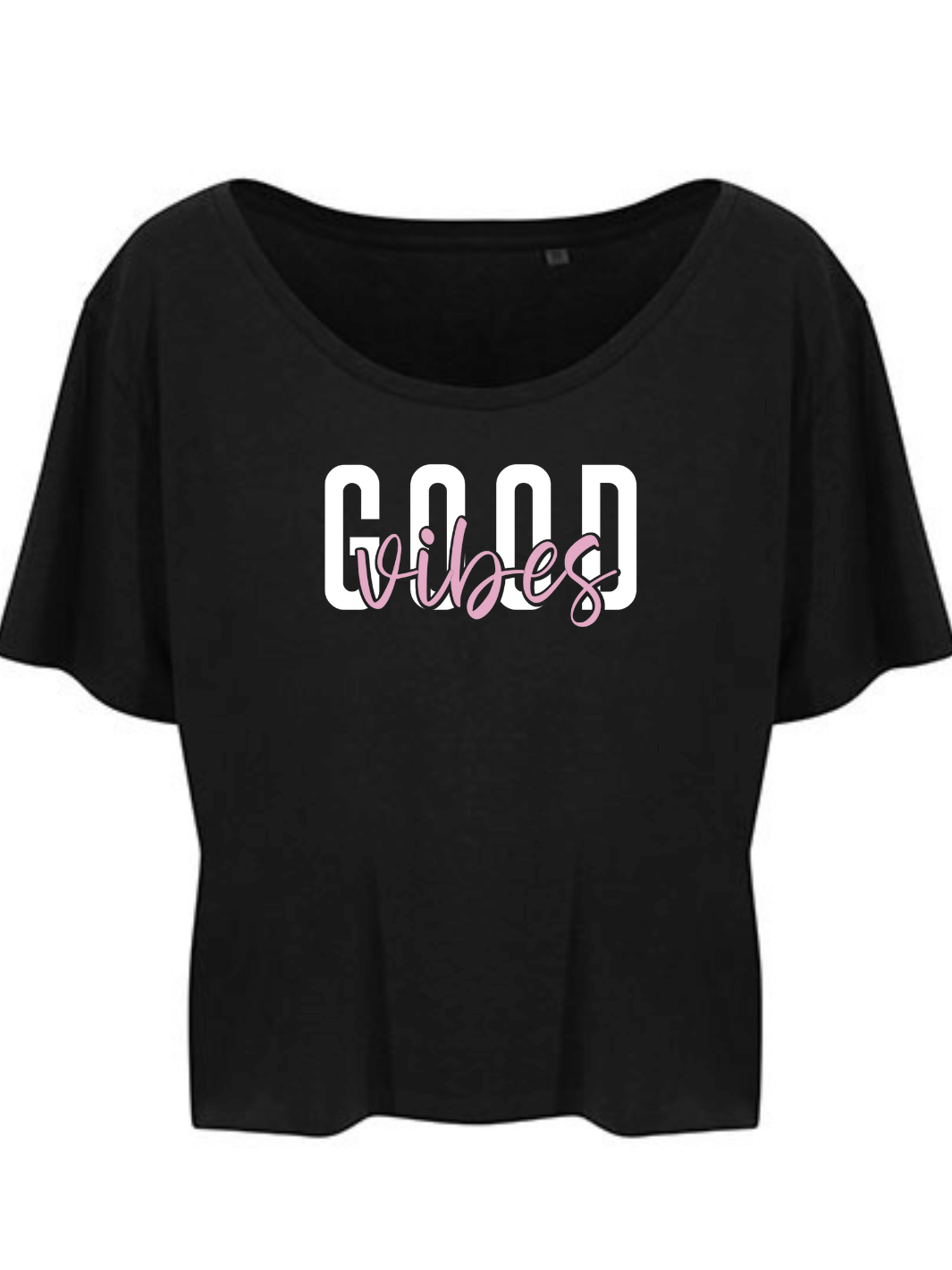 GOOD VIBES Damen Crop Top schwarz