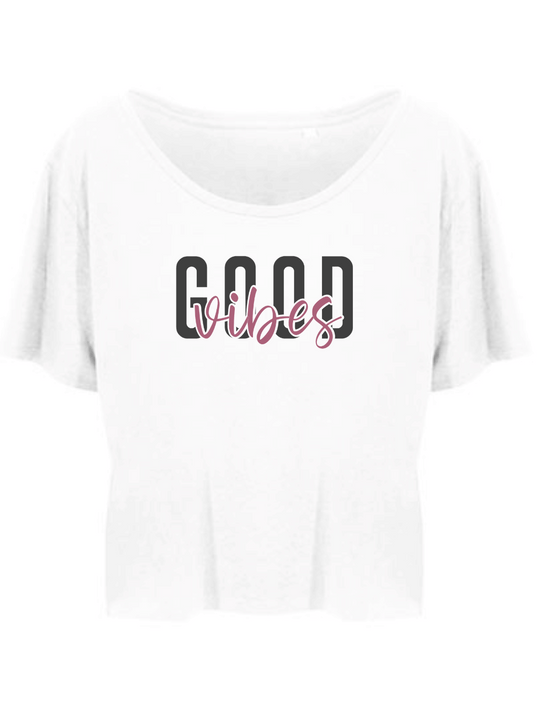 GOOD VIBES Damen Crop Top weiß