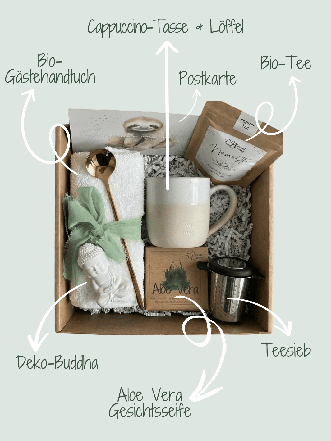 Nachhaltige Geschenkbox Me-Time – handgemacht und liebevoll dekoriert, das perfekte Geschenk für Freundin, voller Achtsamkeit und Herz. Bei Alles auf Anfang, Geschenke für Herz & Seele findest du viele personalisierbare, nachhaltige und handgefertigte Geschenkideen für mehr Me-Time, Selbstliebe und Spaß am Leben.