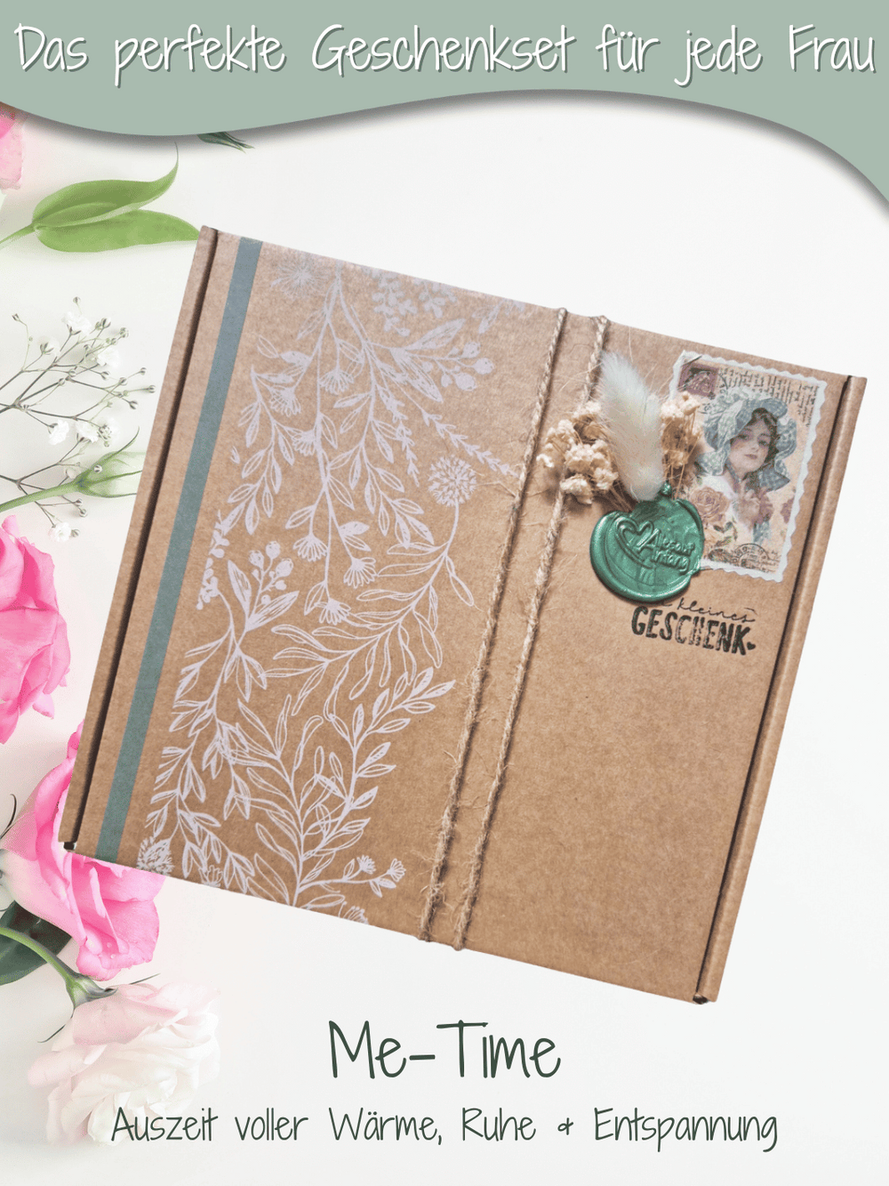 Nachhaltige Geschenkbox Me-Time – handgemacht und liebevoll dekoriert, das perfekte Geschenk für Freundin, voller Achtsamkeit und Herz. Bei Alles auf Anfang, Geschenke für Herz & Seele findest du viele personalisierbare, nachhaltige und handgefertigte Geschenkideen für mehr Me-Time, Selbstliebe und Spaß am Leben.