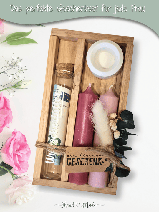 Nachhaltiges Geld-Geschenk-Set – handgemacht und liebevoll dekoriert, das perfekte Geschenk für Freundin, voller Achtsamkeit und Herz. Bei Alles auf Anfang, Geschenke für Herz & Seele findest du viele personalisierbare, nachhaltige und handgefertigte Geschenkideen für mehr Me-Time, Selbstliebe und Spaß am Leben.