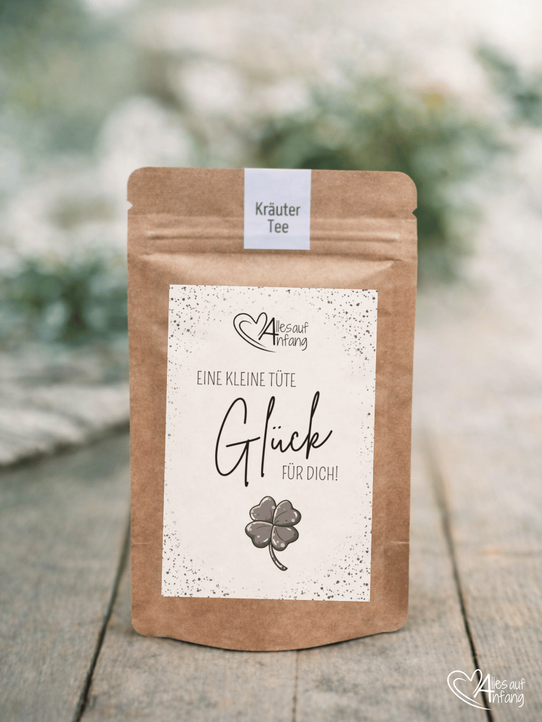 Eine Tüte Glück für dich - Bio Entspannungs-Kräutertee, Achtsame Geschenke für Frauen, nachhaltig gestaltet bei Alles auf Anfang, Bedburg (NRW)