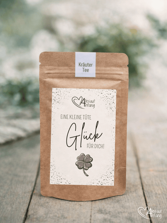 Eine Tüte Glück für dich - Bio Entspannungs-Kräutertee, Achtsame Geschenke für Frauen, nachhaltig gestaltet bei Alles auf Anfang, Bedburg (NRW)