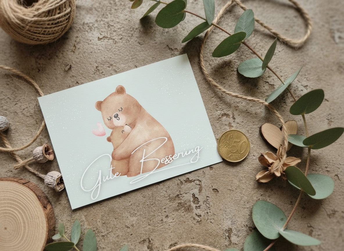 Postkarte aus recycelten Papier - bei Alles auf Anfang gibt es achtsame Geschenke für Frauen und Mädchen