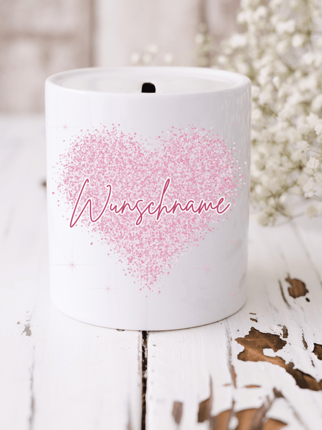 Personalisierte Spardose mit Herz und Name – Geschenk für Frauen, Zeichen für Nähe, Wertschätzung & Herzenswünsche