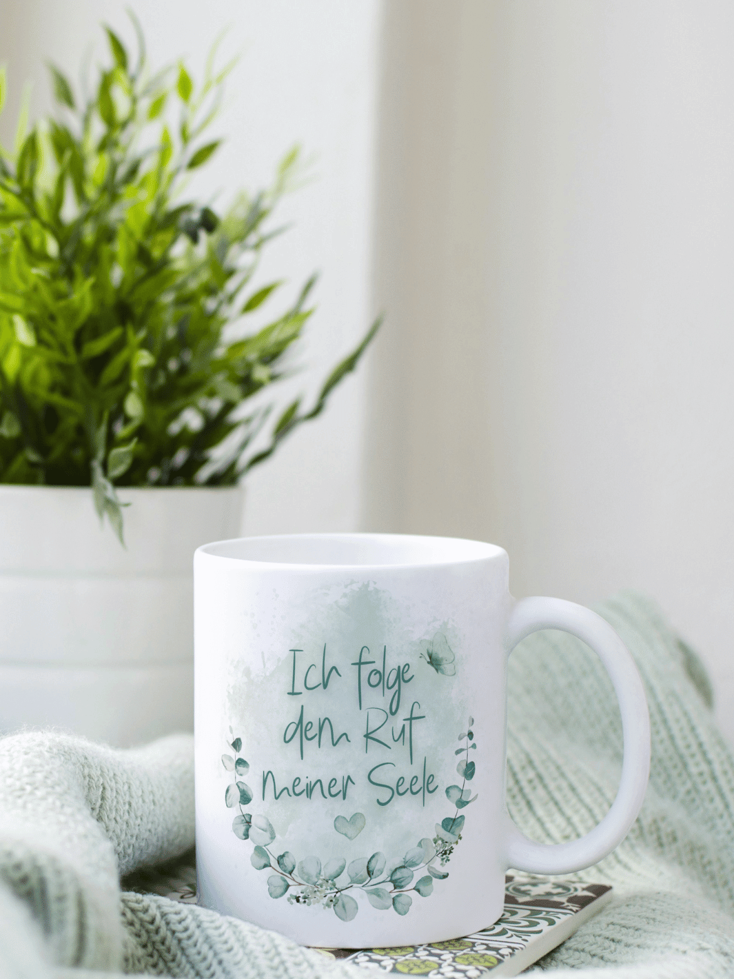 Keramiktasse mit Spruch „Ich folge dem Ruf meiner Seele“ – Geschenk für Frauen, Achtsamkeit, spiritueller Weg, innere Wahrheit