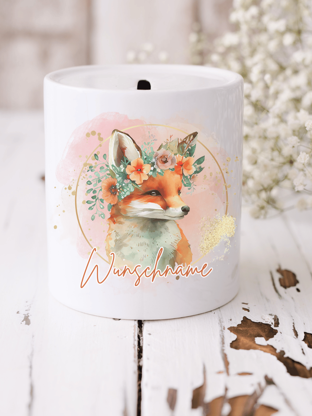 Keramikspardose mit niedlichem Motiv – nachhaltige Sparidee aus hochwertiger Keramik, kleines Geschenk für Kinder und Erwachsene, ideales Accessoire zum Sparen von Münzen und Scheinen, liebevoll illustriert.
