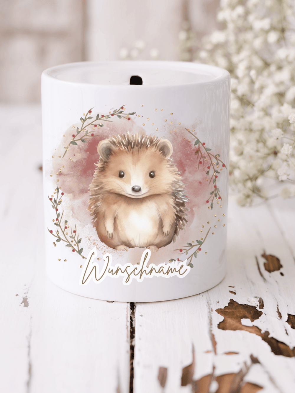 Keramikspardose mit niedlichem Motiv – nachhaltige Sparidee aus hochwertiger Keramik, kleines Geschenk für Kinder und Erwachsene, ideales Accessoire zum Sparen von Münzen und Scheinen, liebevoll illustriert.