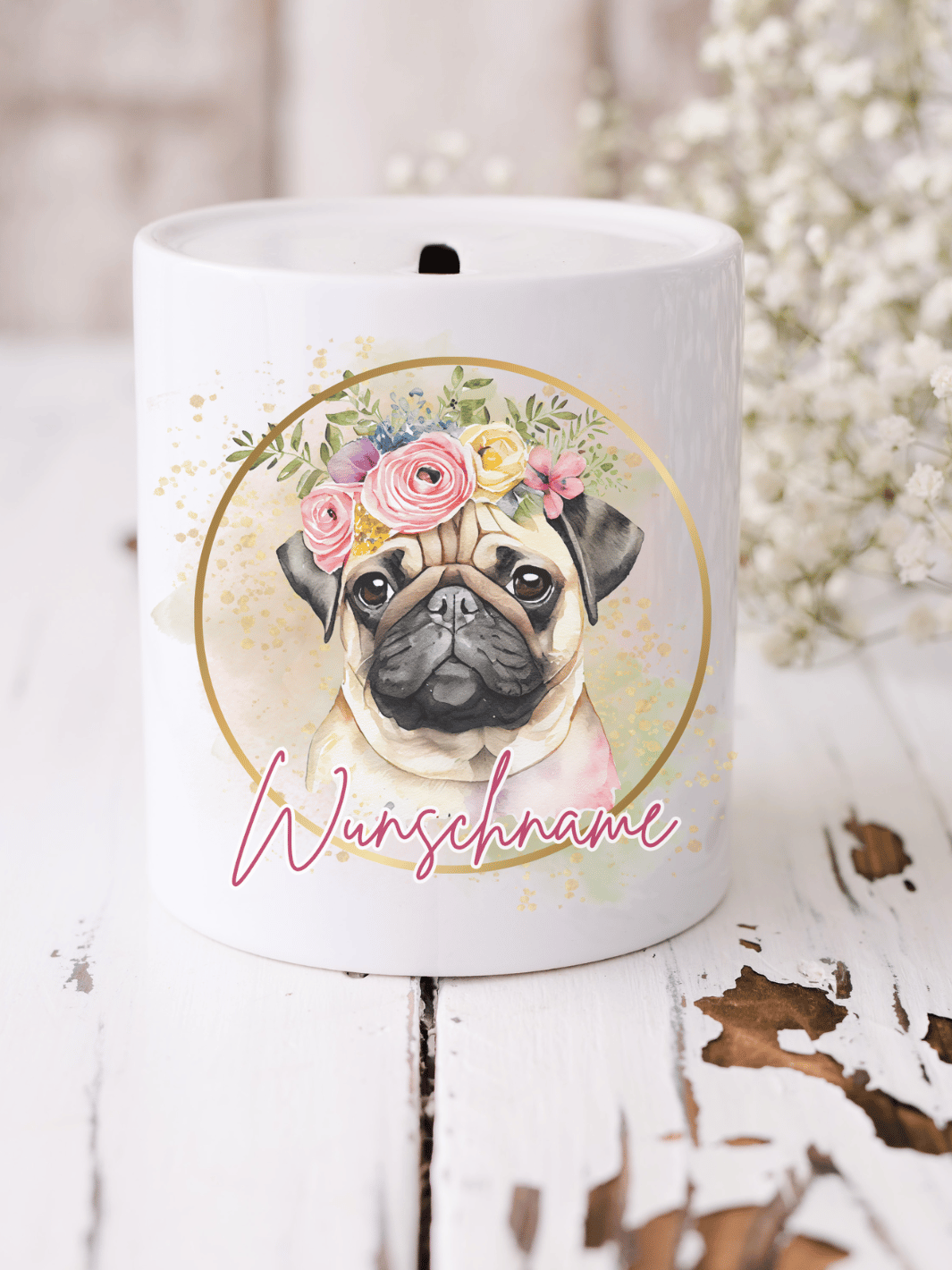 Keramikspardose mit niedlichem Motiv – nachhaltige Sparidee aus hochwertiger Keramik, kleines Geschenk für Kinder und Erwachsene, ideales Accessoire zum Sparen von Münzen und Scheinen, liebevoll illustriert.