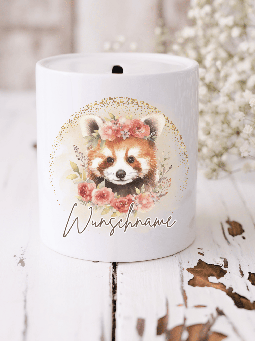 Keramikspardose mit niedlichem Motiv – nachhaltige Sparidee aus hochwertiger Keramik, kleines Geschenk für Kinder und Erwachsene, ideales Accessoire zum Sparen von Münzen und Scheinen, liebevoll illustriert.