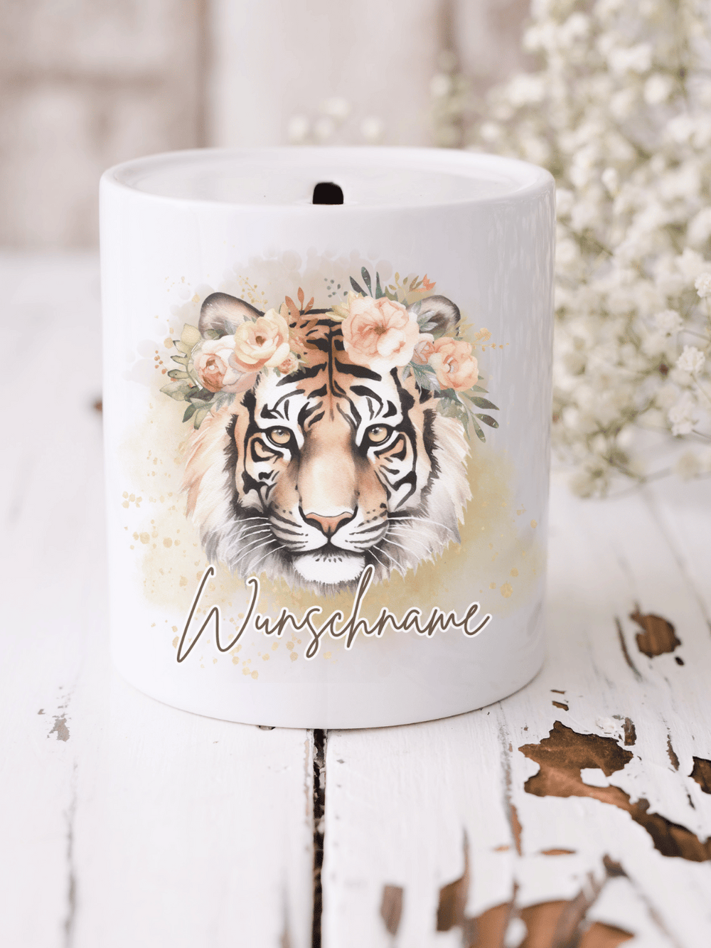 Keramikspardose mit niedlichem Motiv – nachhaltige Sparidee aus hochwertiger Keramik, kleines Geschenk für Kinder und Erwachsene, ideales Accessoire zum Sparen von Münzen und Scheinen, liebevoll illustriert.