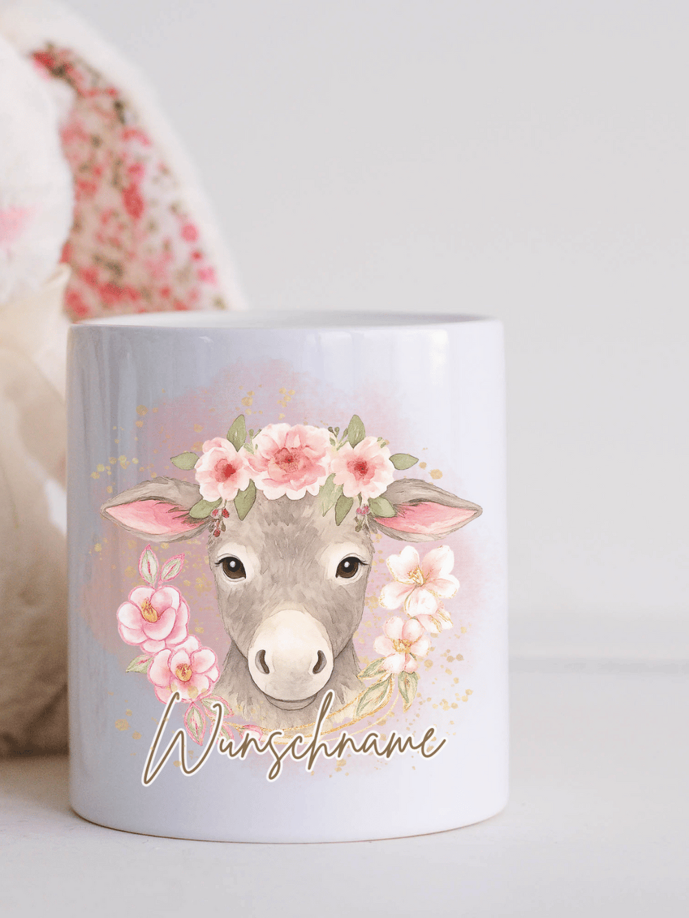 Handgemachte Spardose Esel II – niedliches Tiermotiv aus Keramik, nachhaltiges Geschenk für Kinder und Erwachsene, liebevoll gestaltet