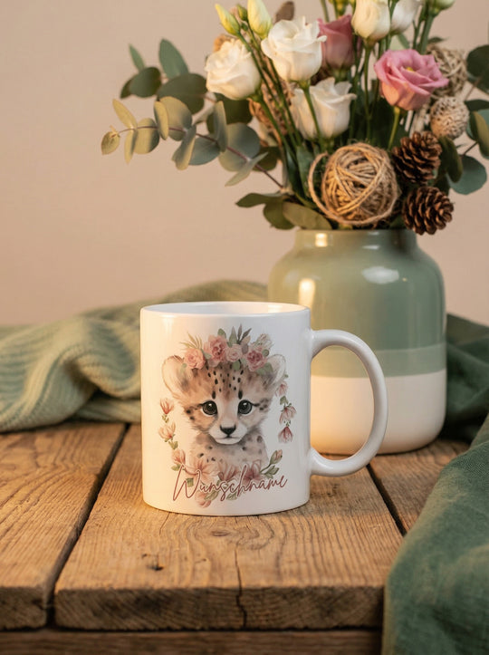 Keramiktasse Gepard - achtsame Geschenke für Frauen bei Alles auf Anfang, Bedburg NRW