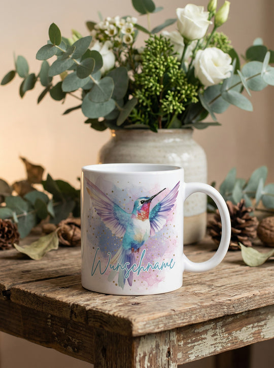 Keramiktasse Kolibri - achtsame Geschenke für Frauen bei Alles auf Anfang, Bedburg NRW