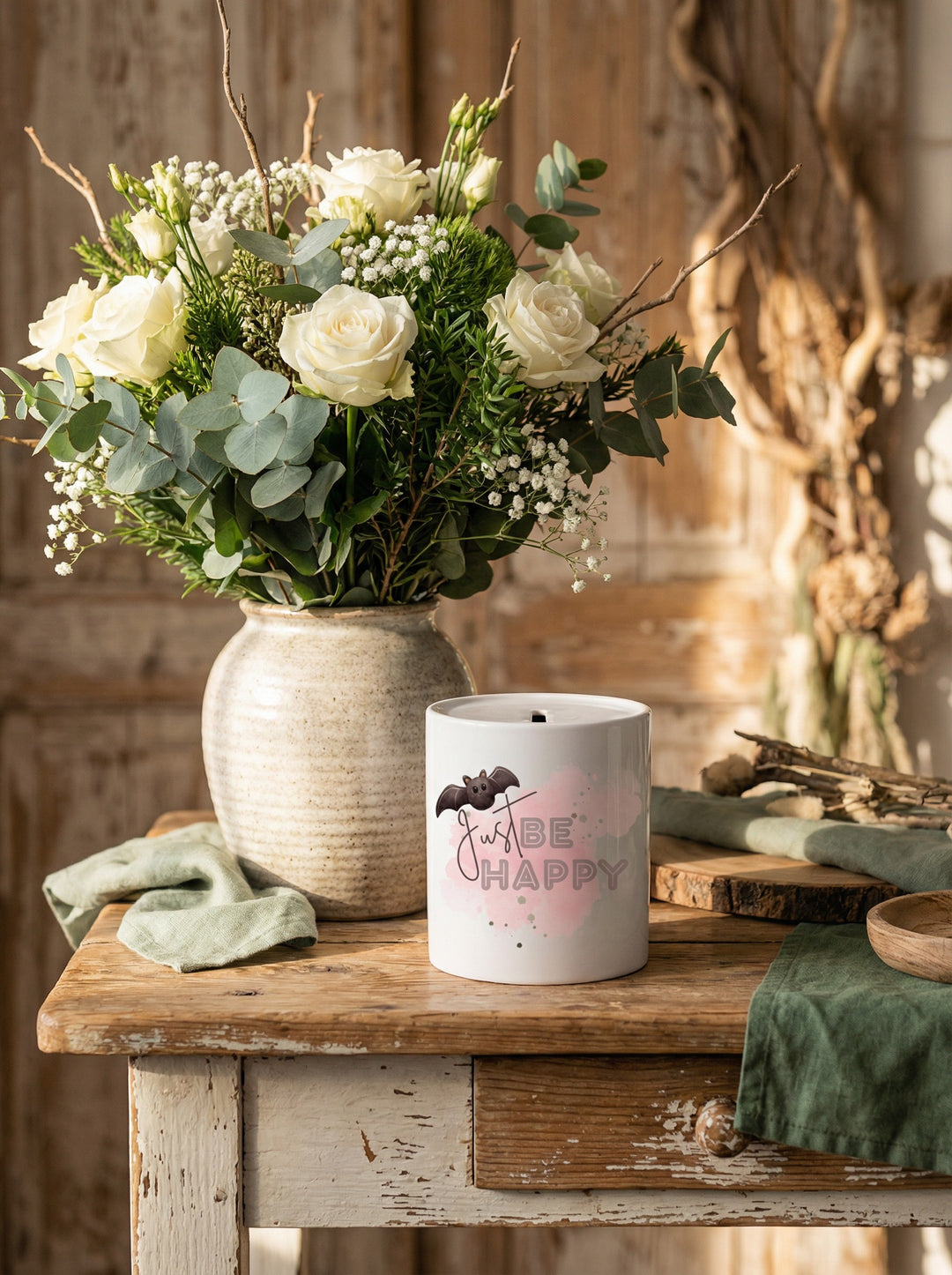 Keramikspardose Be Happy personalisiert - achtsame Geschenke für Frauen bei Alles auf Anfang in Bedburg, NRW