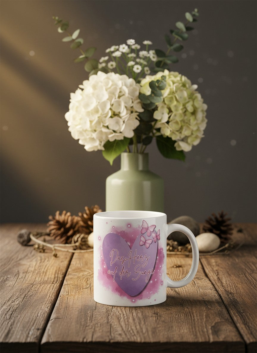 Keramiktasse Das Herz auf der Zunge - achtsame Geschenke für Frauen bei Alles auf Anfang in Bedburg, NRW