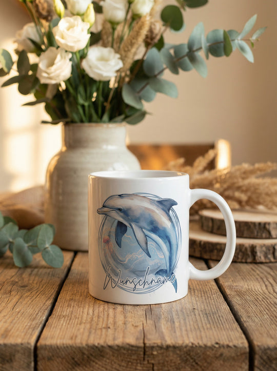 Keramiktasse Delfin - achtsame Geschenke für Frauen bei Alles auf Anfang in Bedburg, NRW