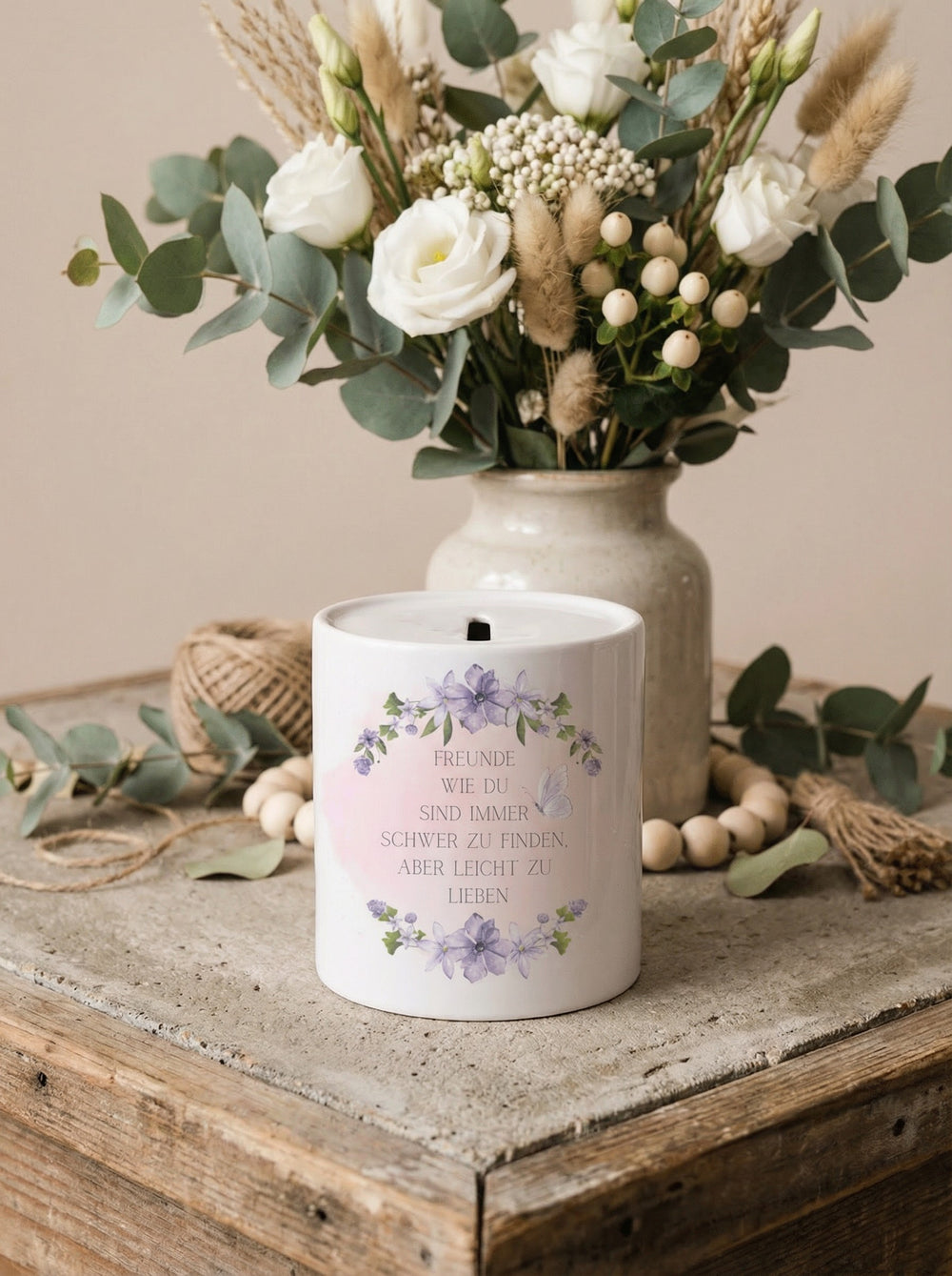 Keramikspardose Freunde wie du - achtsame Geschenke für Frauen bei Alles auf Anfang in Bedburg, NRW