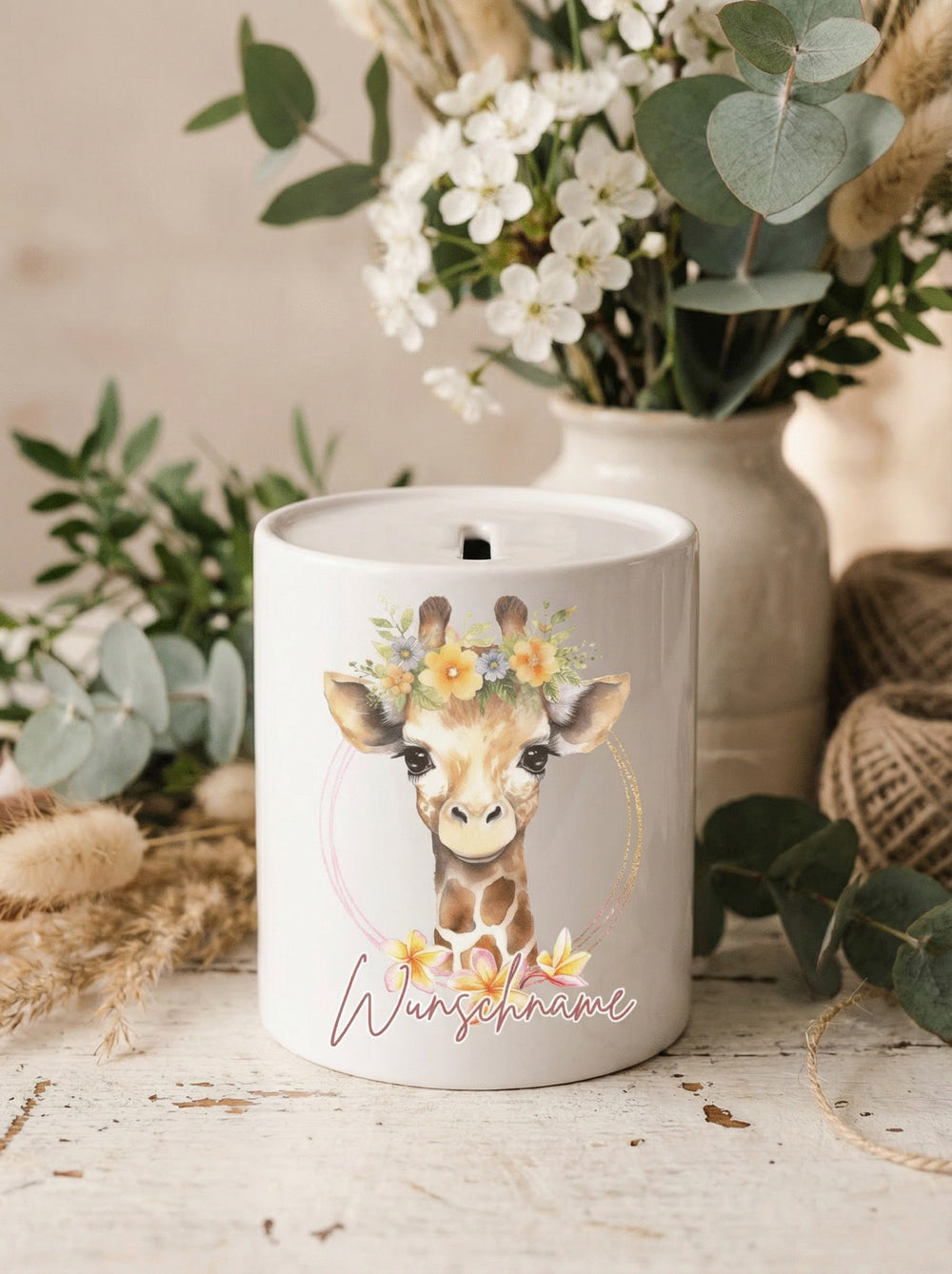 Keramikspardose Giraffe personalisiert - achtsame Geschenke für Frauen bei Alles auf Anfang, Bedburg NRW