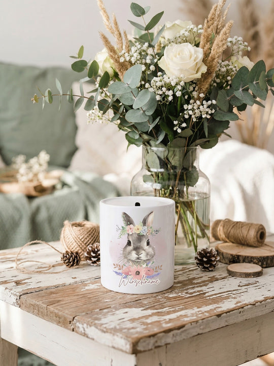 Keramikspardose Hase personalisiert - achtsame Geschenke für Frauen bei Alles auf Anfang in Bedburg, NRW