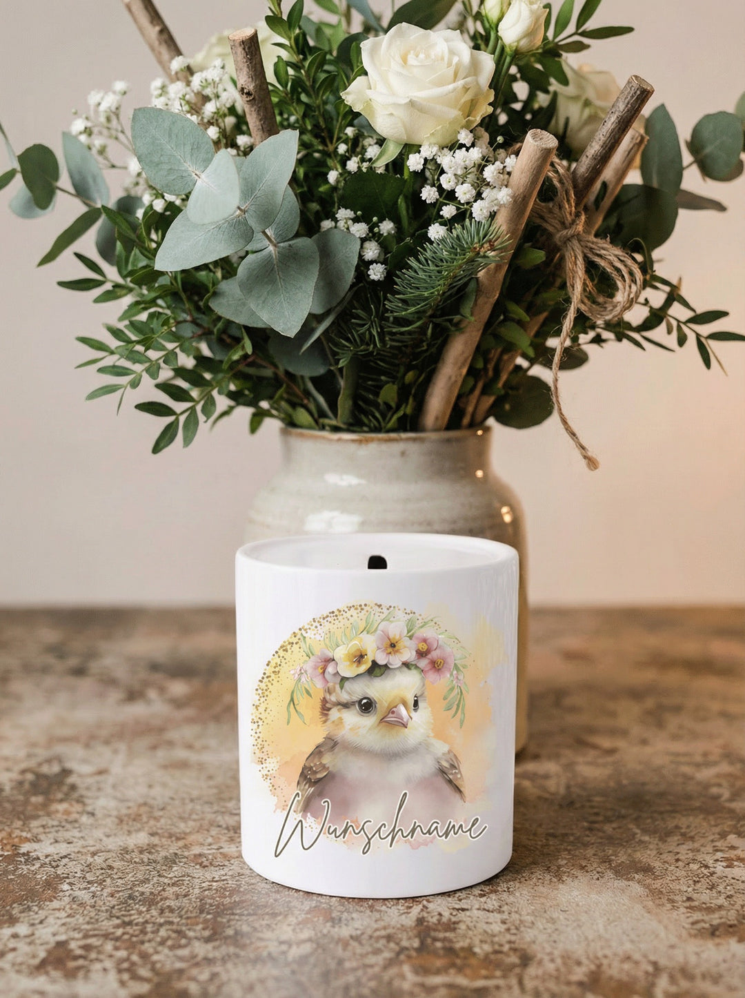 Keramikspardose Küken personalisiert - achtsame Geschenke für Frauen bei Alles auf Anfang in Bedburg, NRW