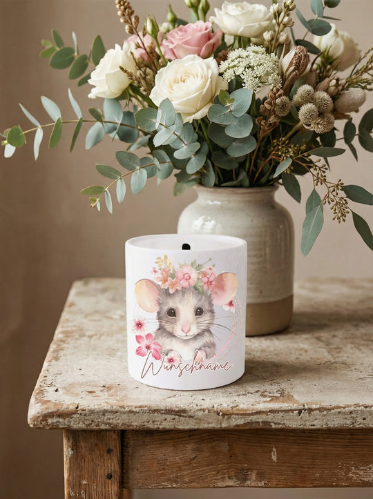 Keramik Spardose MAUS | personalisiert - achtsame Geschenke für Frauen bei Alles auf Anfang in bedburg, NRW