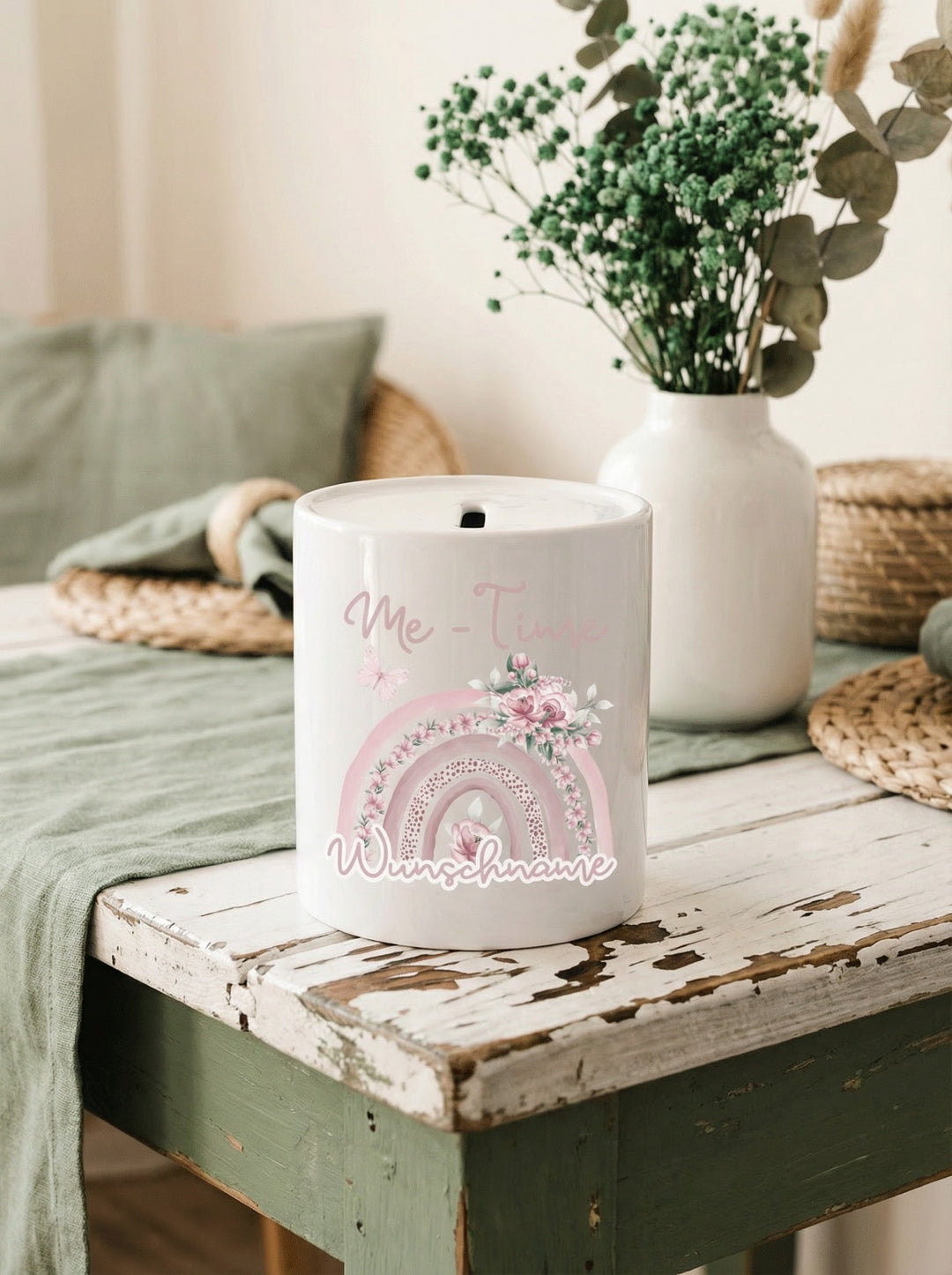 Keramikspardose Me-Time personalisiert - achtsame Geschenke für Frauen bei Alles auf Anfang in Bedburg, NRW